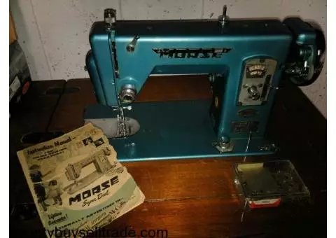Vintage Morse Toyota Super Dial Sewing Machine in Table Super Heavy Duty Runs Well!
